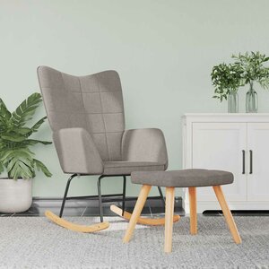 Schommelstoel met voetenbank stof taupe