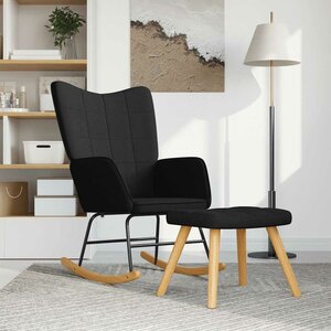 Schommelstoel met voetenbank stof zwart