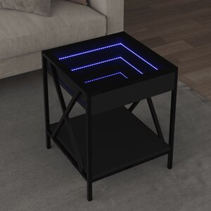 Salontafel met Infinity LED 40x40x49 cm zwart