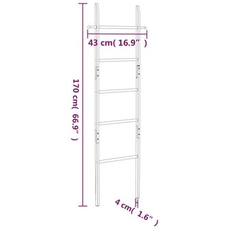 Handdoekenladder 170 cm massief walnotenhout