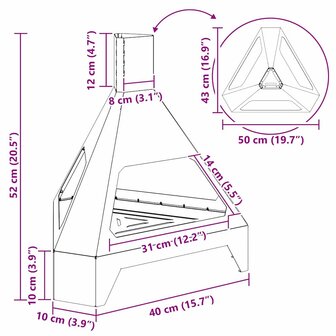 Vuurkorf Zwart 50 x 43 x 52 cm Staal