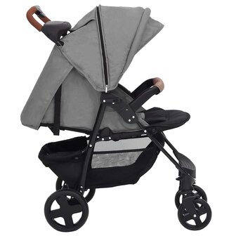 Kinderwagen 3-in-1 staal lichtgrijs