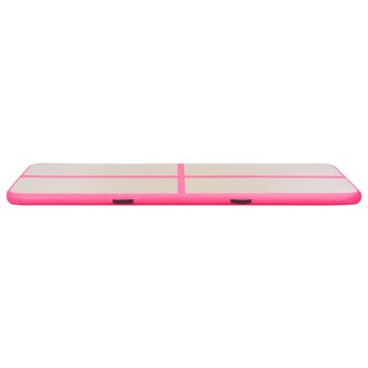 Gymnastiekmat met pomp opblaasbaar 600x100x10 cm PVC roze