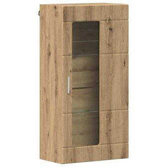 Wandkast artisanaal eikenkleurig 55 x 29 x 100 cm Bewerkt hout