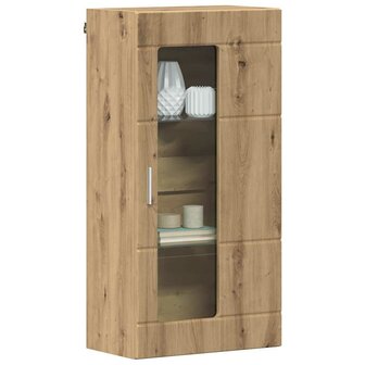 Wandkast artisanaal eikenkleurig 55 x 29 x 100 cm Bewerkt hout