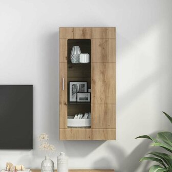 Wandkast artisanaal eikenkleurig 55 x 29 x 100 cm Bewerkt hout