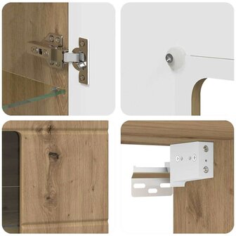 Wandkast artisanaal eikenkleurig 55 x 29 x 100 cm Bewerkt hout