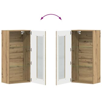 Wandkast artisanaal eikenkleurig 55 x 29 x 100 cm Bewerkt hout