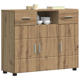 Dressoir met lade artisanaal eikenkleurig 88,5 x 30,5 x 73 cm