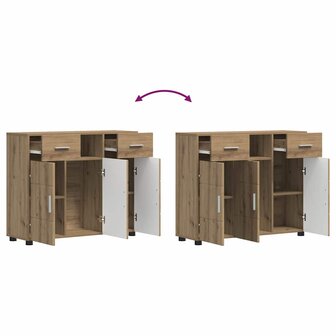 Dressoir met lade artisanaal eikenkleurig 88,5 x 30,5 x 73 cm