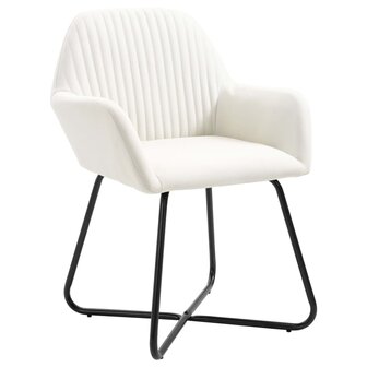 Eetkamerstoelen 2 st stof cr&egrave;mekleurig
