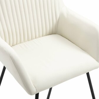 Eetkamerstoelen 2 st stof cr&egrave;mekleurig