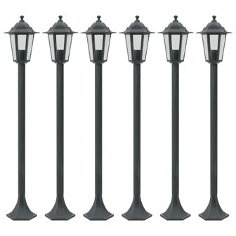 Paalverlichting voor tuin E27 110 cm aluminium donkergroen 6 st