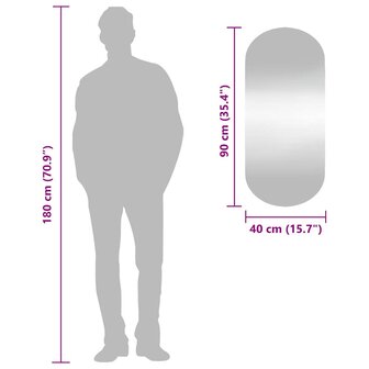 Wandspiegel 40x90 cm ovaal glas