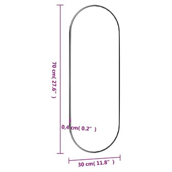 Wandspiegel 30x70 cm ovaal glas