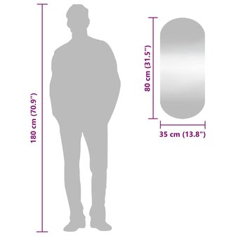 Wandspiegel 35x80 cm ovaal glas
