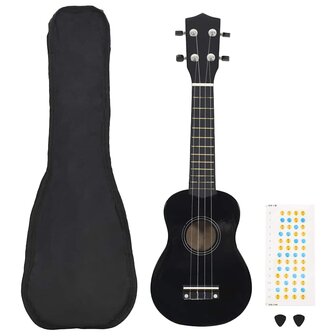 Ukuleleset met tas voor kinderen sopraan 23'' zwart