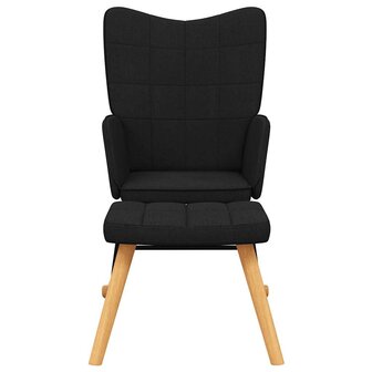 Schommelstoel met voetenbank stof zwart