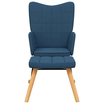 Schommelstoel met voetenbank stof blauw