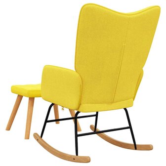 Schommelstoel met voetenbank stof mosterdgeel