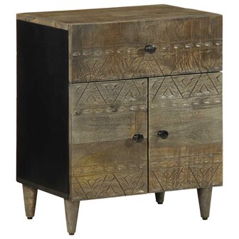 Nachtkastje 50x33x60 cm massief mangohout lichtgrijs