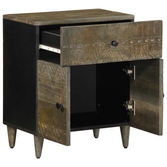 Nachtkastje 50x33x60 cm massief mangohout lichtgrijs