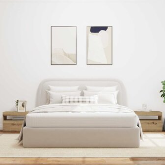 Nachtkastje met LED 60x35x40 cm bewerkt hout artisanaal eiken