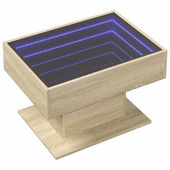 Salontafel met LED 70x50x45 cm bewerkt hout sonoma eikenkleurig