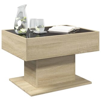 Salontafel met LED 70x50x45 cm bewerkt hout sonoma eikenkleurig