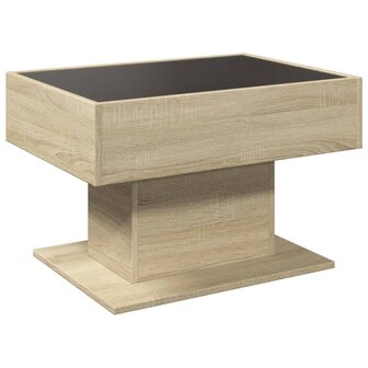 Salontafel met LED 70x50x45 cm bewerkt hout sonoma eikenkleurig
