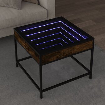 Salontafel met Infinity LED 50x50x41 cm gerookt eikenkleurig