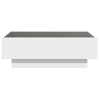 Salontafel met LED 90x50x30 cm bewerkt hout wit