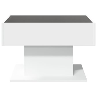 Salontafel met LED 70x50x45 cm bewerkt hout wit
