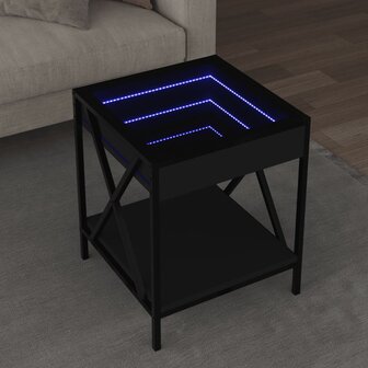 Salontafel met Infinity LED 40x40x49 cm zwart