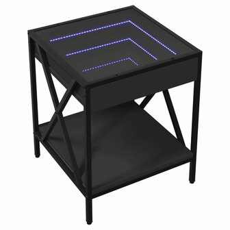Salontafel met Infinity LED 40x40x49 cm zwart