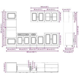 7-delige Keukenkastenset Kalmar bewerkt hout sonoma eikenkleur
