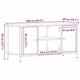 TV-kast artisanaal eikenkleurig 100 x 40 x 50 cm Bewerkt hout