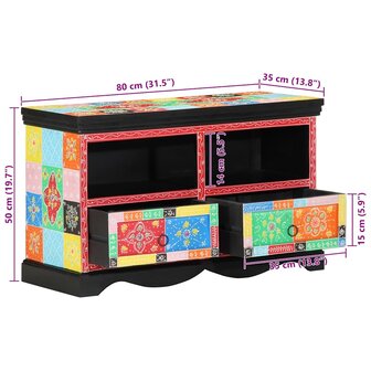 TV-kast met lade Multikleur 80 x 35 x 50 cm Massief mangohout