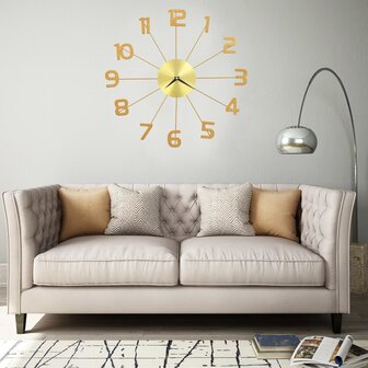 Wandklok 50 cm metaal goudkleurig