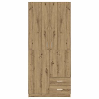 Kledingkast 80x52x180 cm bewerkt hout artisanaal eikenkleurig