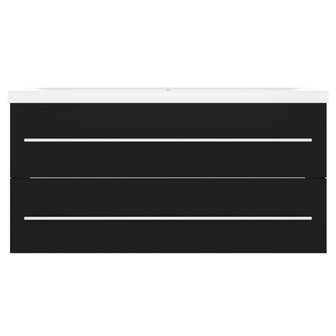 Wastafelkast met ingebouwde wastafel bewerkt hout zwart