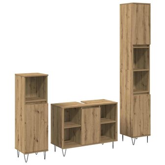 Badkamermeubelset met plank 3 pcs Artisan Eiken Bewerkt hout