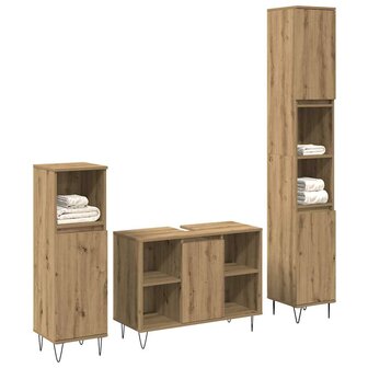 Badkamermeubelset met plank 3 pcs Artisan Eiken Bewerkt hout