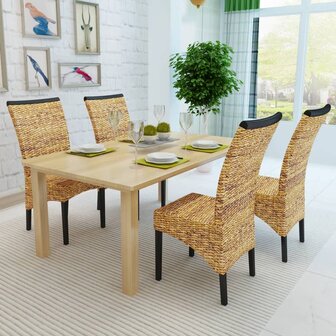 Eetkamerstoelen 2 st abaca en massief mangohout