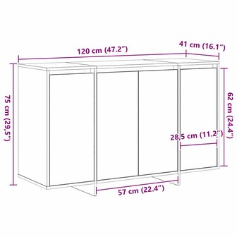 Dressoir Sonoma eiken 120 x 41 x 75 cm Bewerkt hout
