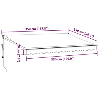Luifel automatisch uittrekbaar 350x250 cm bordeauxrood