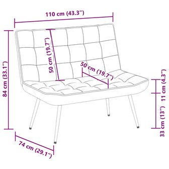 Bankje 110x74x84 cm fluweel lichtgrijs
