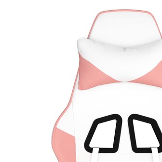 Gamestoel kunstleer wit en roze