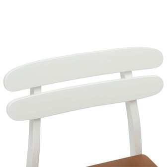 Eetkamerstoel 2 pcs Wit en Natuurlijk Massief Rubberhout