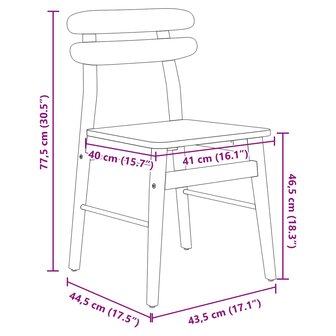 Eetkamerstoel 2 pcs Wit en Natuurlijk Massief Rubberhout